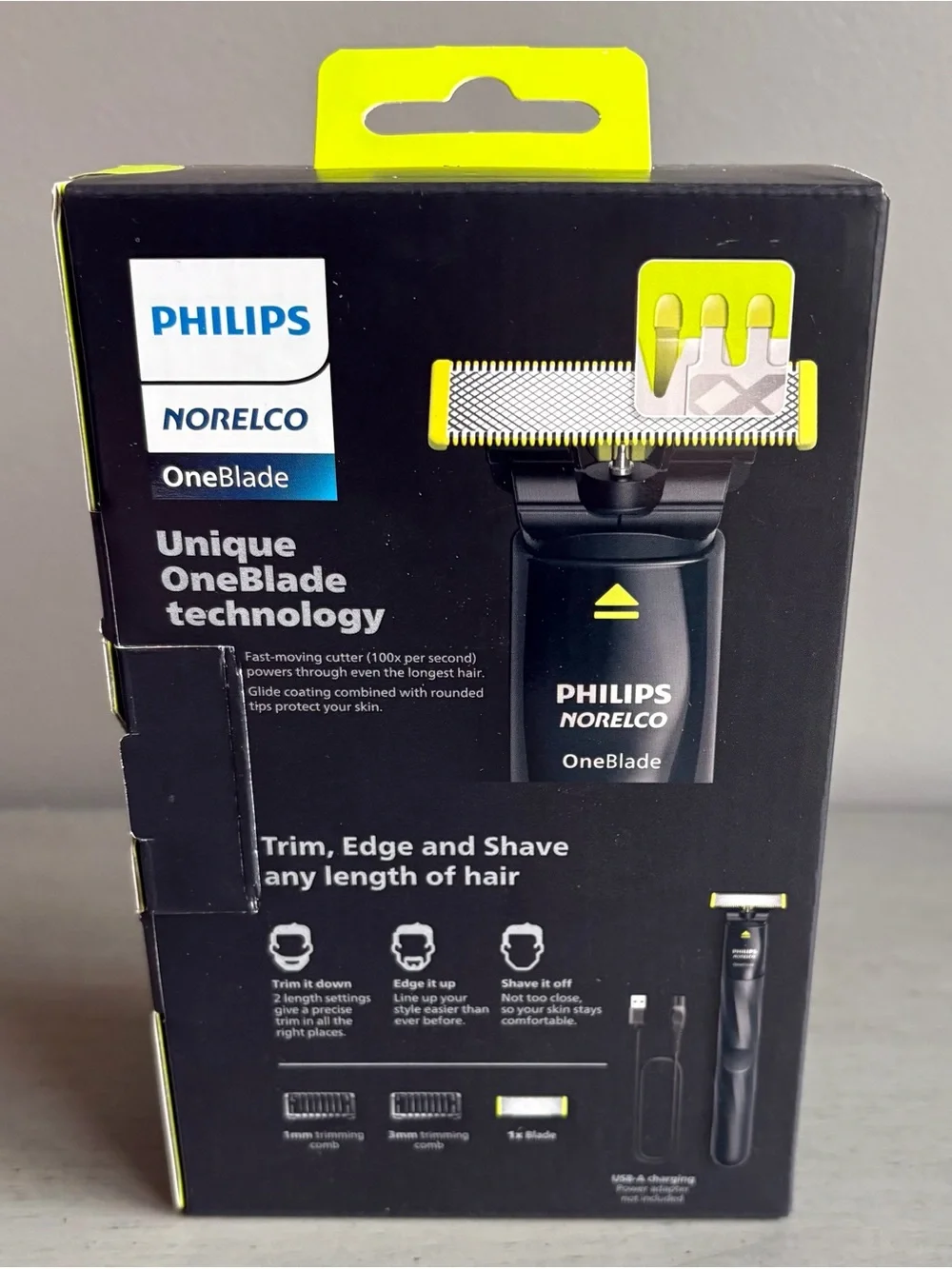 Philips Norelco OneBlade Razor- Trim, Edge & Shave - 1 Blade - 2 Combs Wet/Dry